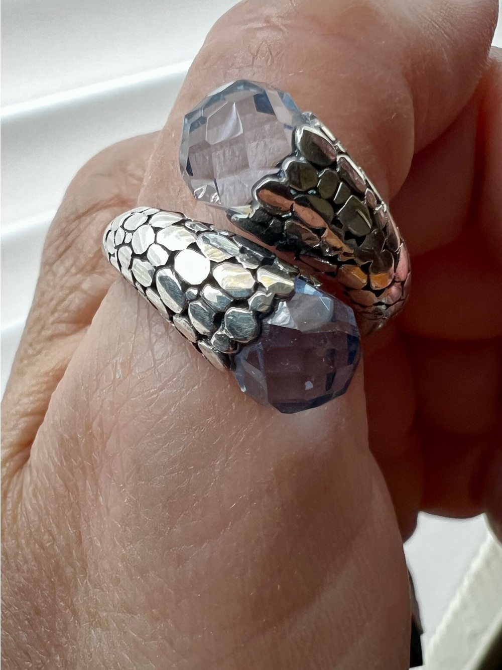 Sterling blue quartz wrap ring Ring - size 9-10 - Picture 5 of 6